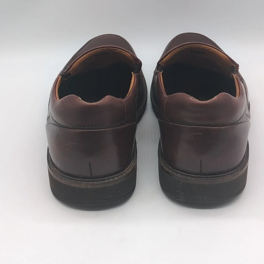 Ecco Shoes Mens Brown EUR 44 Leather Loafers Elastic Insets‎ Walking Comfort